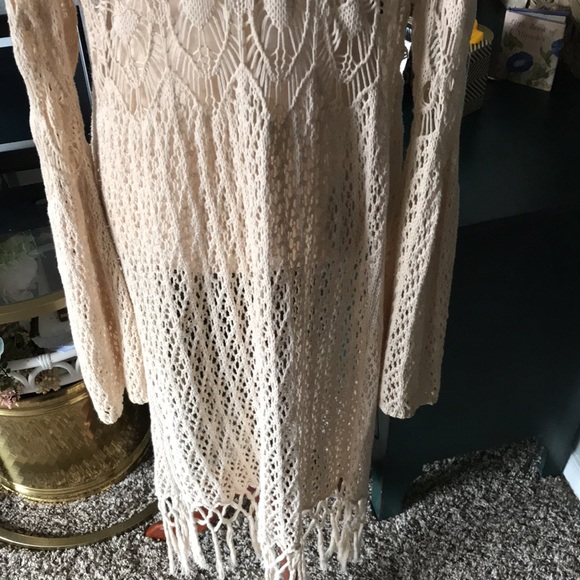 Bohemian Crocheted Cardigan Open Front Stunning Eggshell FINAL SALE - Picture 8 of 15